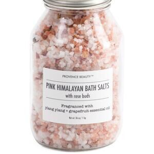 Pink Himalayan Bath Salts Spa Soak Hygge Relaxation Rose Buds & Essential Oils